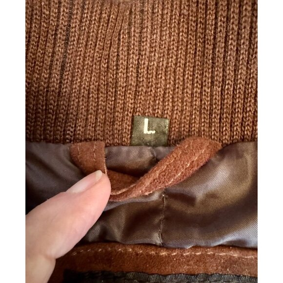 Vintage Suede Leather Rich Brown Bomber Jacket Men's L Coat - Picture 6 of 16